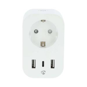 Nedis SmartLife Smart Stecker Wi-Fi | Leistungsmesser | 3680 W | Type F (CEE 7/7) / 1x USB-C™ / 2x USB | 0 - 55 °C | Android™ / IOS | Weiss | 1 Stück 