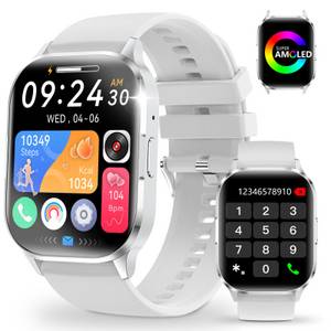 Yuede Smartwatch für Damen und Herren, Smartwatch (Quadratischer 2,01-Zoll-HD-Full-Touch-Farbdisplay Zoll) AMOLED Fitness Tracker uhr mit Anruffunktion, Gesundheits-Uhren mit Blutsauerstoff, Blutdruckmessung, Herzfrequenz, Schlafqualität, Schrittzähler, A 