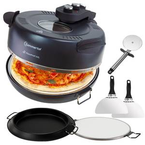 Sommertal Pizzaofen  PizzaProfi XXL Pizzaofen, 39cm Pizzastein, mit Pfanneneinsatz, 2x Pizzaschieber, Pizzaschneider, Steinplatte 