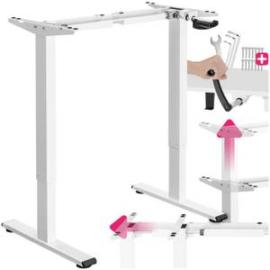 Tectake ® Tischgestell , stufenlos höhenverstellbar mit Handkurbel, breitenverstellbar, 84 - 129 x 60 x 71 - 121 cm 