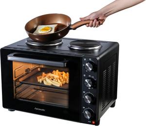 Hanseatic Kleinküche 97530243 HMO366BKB, mit Doppelkochplatte, Back- und Krümelblech, Grillrost, großer Garraum 