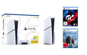 Playstation 5 Disk Edition (Slim) (Konsolen-Bundle, inkl. Gran Turismo 7 & God of War: Ragnarök) 