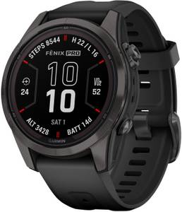 Garmin fēnix® 7S Pro Sapphire Solar Carbongrau Titan + Armband Schwarz iOS Smartwatch