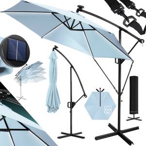 Kesser ® Alu Ampelschirm LED Solar + Abdeckung mit Kurbelvorrichtung UV-Schutz Aluminium mit An-/Ausschalter Wasserabweisend - Sonnenschirm Schirm Gartenschirm 