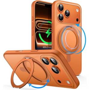 LuxusKollektion Smartphone-Hülle Handyhülle iPhone 17 Pro MagSafe Ringhalter 360 Stoßfest Orange 