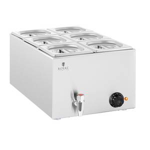 Royal Catering Speisenwärmer » Bain Marie - 600 W - 6 GN 1/6 - Ablasshahn« 