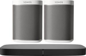 Sonos Playbase und PLAY:1 (2er-Set) Multiroom-Lautsprecher 5.1 (LAN (Ethernet), WLAN (WiFi) 