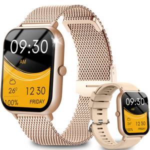 Yuede SmartWatch für Damen Herren, Smartwatch 1,85''Zoll Quadratischer Touchscreen Uhr mit Bluetooth Anrufe(Fitnessuhr mit Schlafmonitor,Blutdruckmessgerät, Fernfotografie, Musiksteuerung,50 Übung Modi), IP67 wasserdichte Sportuhr Doppelriemen, , kompatib 