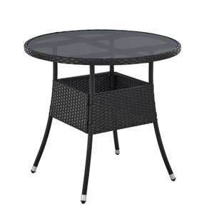 Juskys Polyrattan Gartentisch Yoro rund - wetterfest Outdoor Beistelltisch Ø 80 cm - Schwarz 