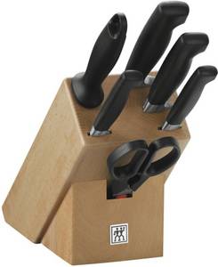 Zwilling Vier Sterne Messerblock natur 7 tlg. Mit Schere Messerblock