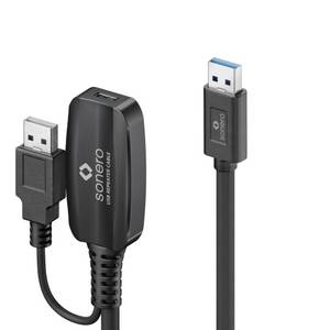 Sonero USB 3.2 Gen1x1 Aktive Verlängerung - A/C schwarz - 10,00m 