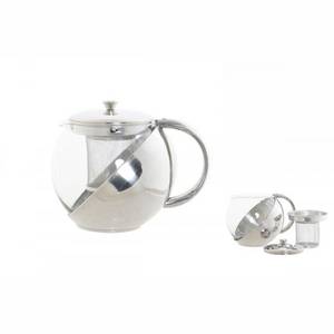 Bigbuy Teekanne »Teekanne DKD Home Decor Glas Edelstahl Silber 1100 ml«