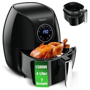 NULSTA Heißluftfritteuse XL Heissluftfritteuse 4L Airfryer, 7 Programmen, Digital Display, 1500,00 W, Frittieren ohne Öl,Heißluft Fritteusen,Antihaft-Frittierkorb,BPA-frei 