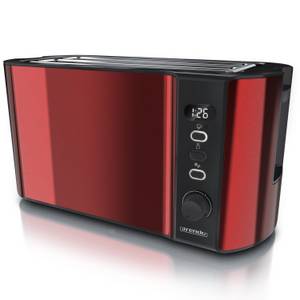 Arendo Toaster, 2 lange Schlitze, für 4 Scheiben, 1500 W, Langschlitz, Brötchenaufsatz, Wärmeisolierendes Gehäuse, Display 